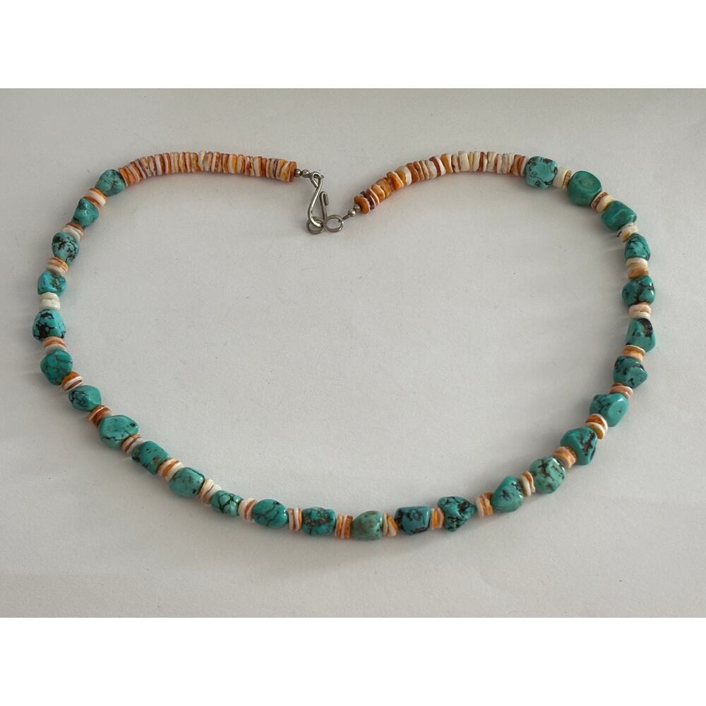 Turquoise Colored Beads Shell Beads Southwestern Style Necklace